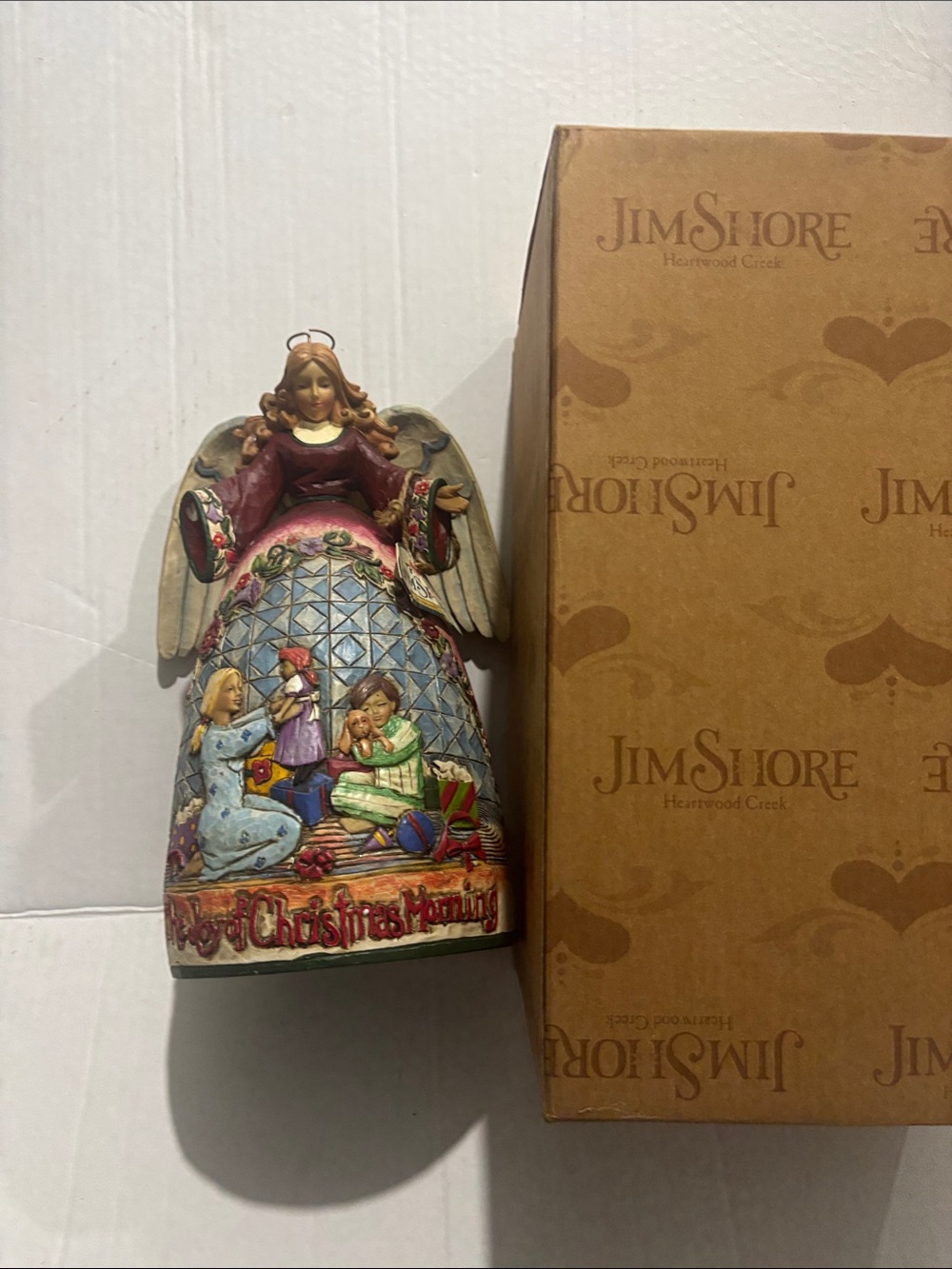 Jim Shore Red Pink Blue Green Holiday Angel Figurine  joy of Christmas morning